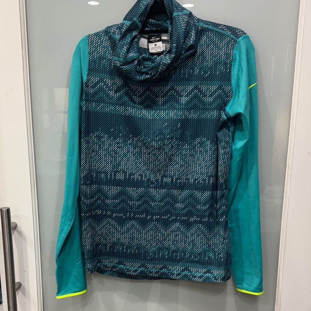Nike Pro Pullover Women’s Blue Hyperwarm Nordic Infinity Shirt Active Dri Fit XL